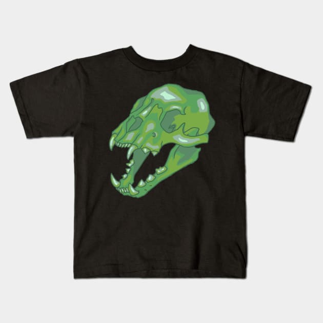 Neon Lion Skull Kids T-Shirt by elfenthusiast